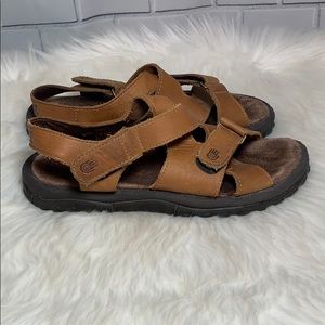 tan leather walking sandals